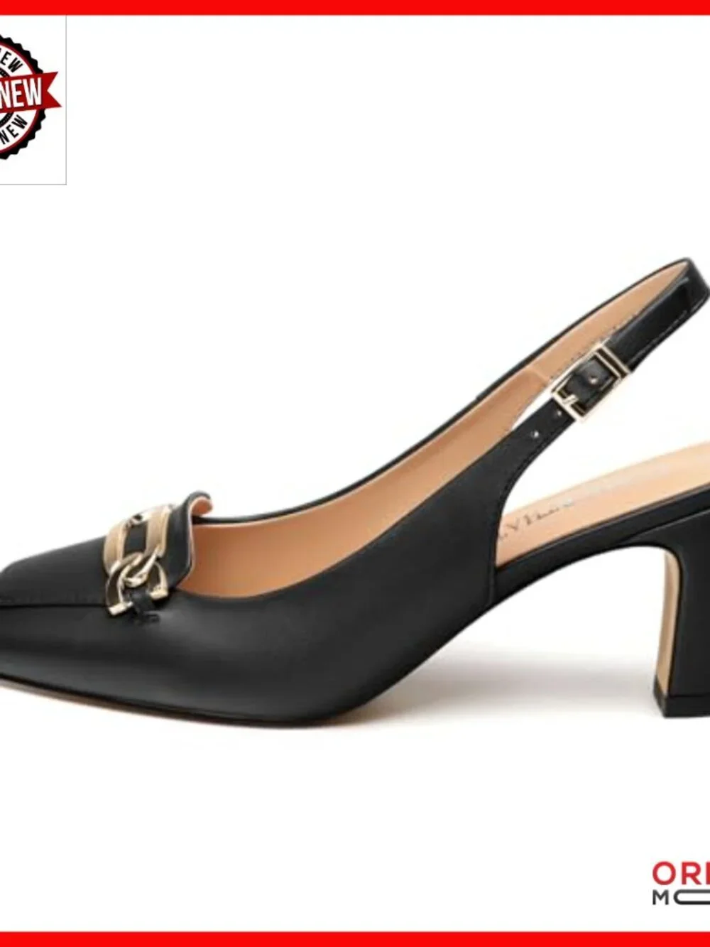 Women's Chunky Block Heel Pumps Slingback Square Toe Strappy Patent Leather